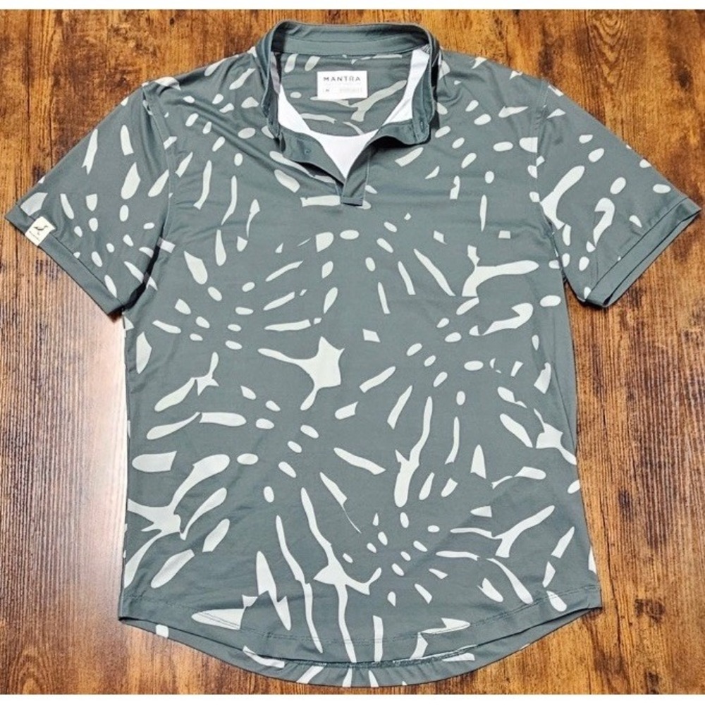 Mantra Polo Shirt Men's M Green Blade Collar Performance Short Sleeve EUC